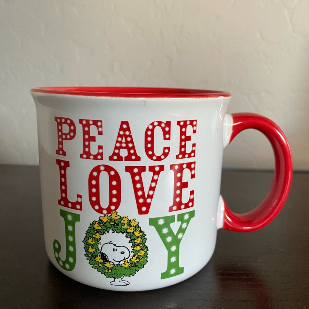 Peanuts Christmas Peace Love Joy Large Mug.